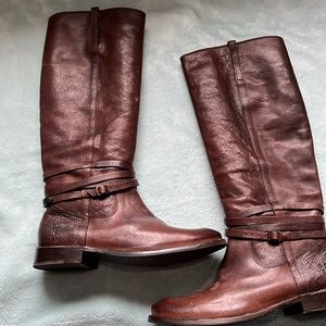 Frye Shirley Riding Plate Boots Womens Size 6.5 B Brown 77753